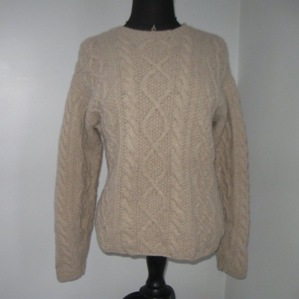 J Crew Wool Cable Knit Vintage Sweater Beige
